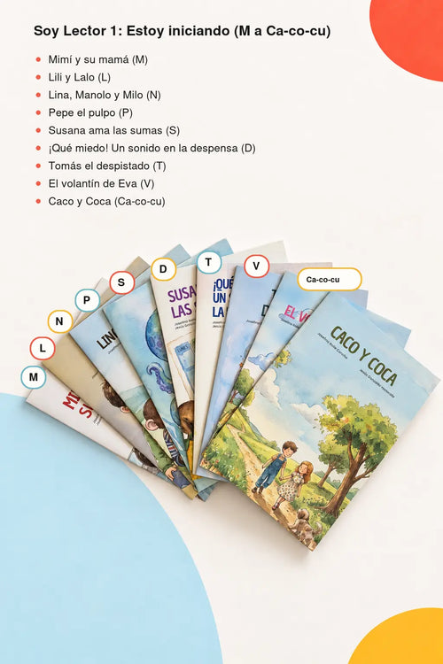 Pack Soy Lector 1: Estoy iniciando, 9 libros de la M a ca-co-cu abiertos en abanico